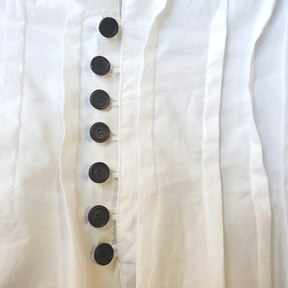 NWT$1,280 Khaite Westin Pintucked Seamed Cotton Poplin Top Sz 10 M - Picture 13 of 16